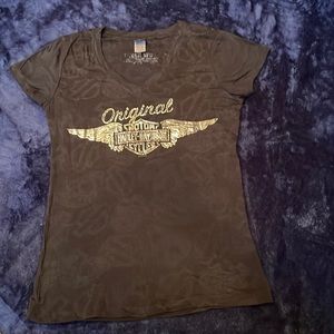 Harley-Davidson black burn out V-neck tank.